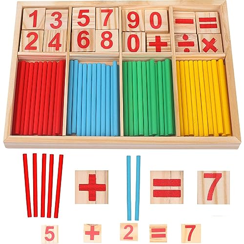 LOVEXIU Montessori Mathe Spielzeug,Mathe Spielzeug rechenstäbchen,Magnetisch Holz Lernbox und Zählstäbchen,Pädagogisches Mathe-Spielzeu,Geschenke Einschulung für Vorschule Mädchen 2 3 4 5 Jahre Alt von LOVEXIU