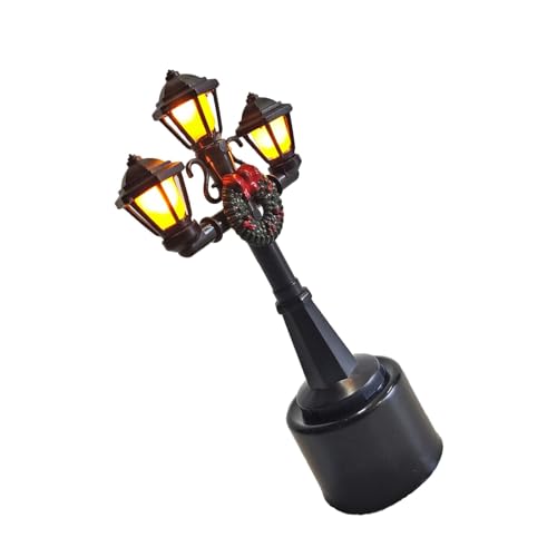 LOVIVER 1/12 Mini Straßenpfosten Licht Modell Ornament Zubehör Miniatur Weihnachtsstraßen Lampe Mini Weihnachtslaterne Puppenhaus, DREI Köpfe von LOVIVER