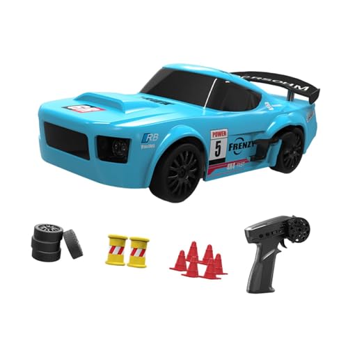 LOVIVER 1/24 RC Reifen Auto Modell Rennauto 2,4 GHz mit LED-Leuchten Hochgeschwindigkeitsmodell Fahrzeug Rennsportspielzeug für Alter 6 7 8 + Geschenk, Blau von LOVIVER