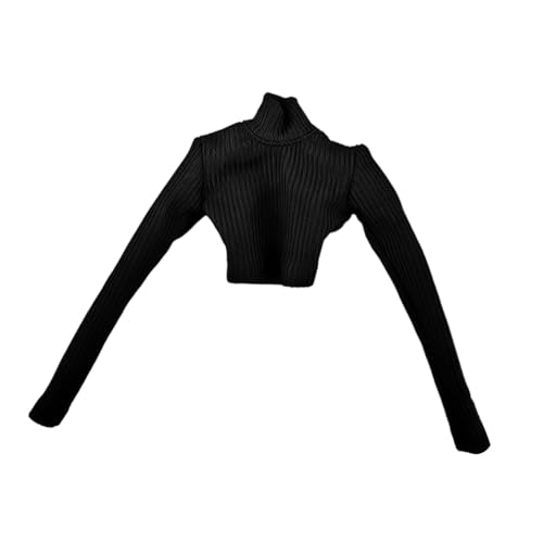 LOVIVER 1:6 Crop Tops für Damen, Mini-Puppe, lässiges Oberteil, Kostüm, klassischer Rollkragenpullover, dünner Pullover für 12'' weibliche Actionfigur, Schwarz von LOVIVER