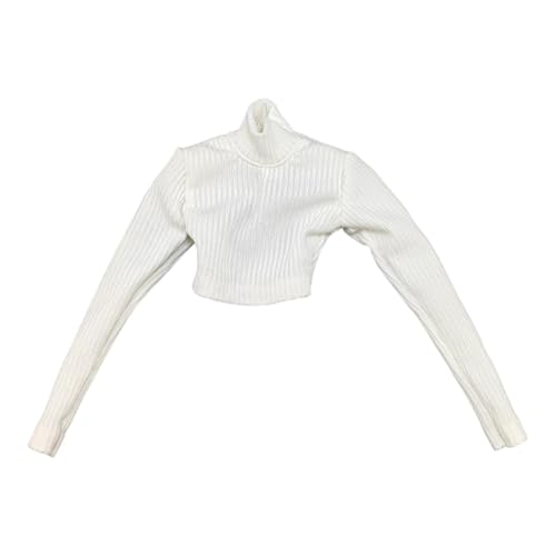 LOVIVER 1:6 Crop Tops für Damen, Mini-Puppe, lässiges Oberteil, Kostüm, klassischer Rollkragenpullover, dünner Pullover für 12'' weibliche Actionfigur, Weiß von LOVIVER