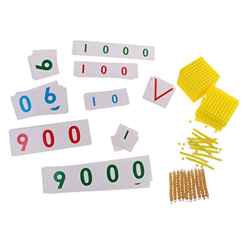 LOVIVER 10 Montessori Goldene Perle Tausend Perlen 1 100 Zahlen mit 1 Set Montessori Bankspielzeug von LOVIVER