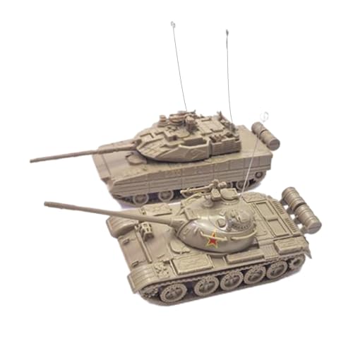 LOVIVER 2X 1/72 Leichter Spielzeug DIY Zusammenbauen Modellbausätze Miniaturpanzer für Jungen Lernspielzeug Tischdekor Sammlung Erwachsene, GELB von LOVIVER