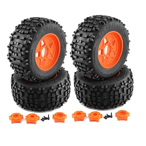 LOVIVER 4 Stück RC-Autoräder und -Reifen, Räder, Felgen, Ersatzteile, robuster RC-Crawler-Autoreifen, Ersatz für 1/8 RC-Auto, Orange, Stil b von LOVIVER