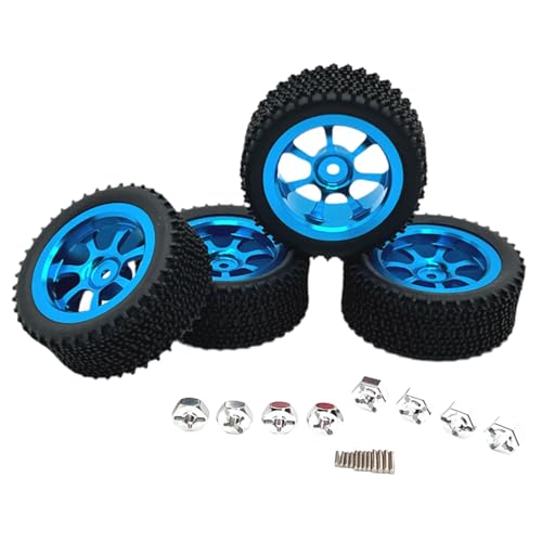 LOVIVER 4 Stück RC-Autoräder und -Reifen RC-Reifen und -Felgen Einfach zu installierende RC-Crawler-Autoreifen für Wltoys 1/14 RC Crawler Car DIY, Blau von LOVIVER