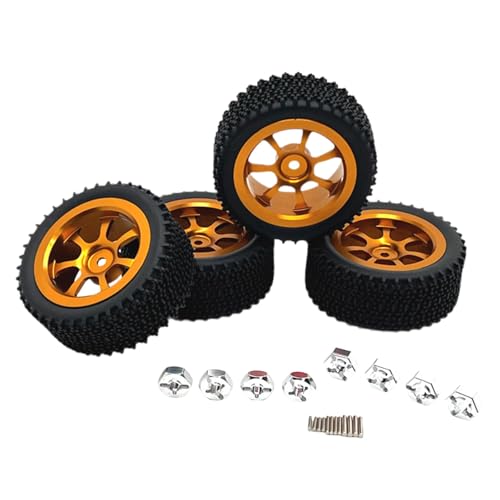 LOVIVER 4 Stück RC-Autoräder und -Reifen RC-Reifen und -Felgen Einfach zu installierende RC-Crawler-Autoreifen für Wltoys 1/14 RC Crawler Car DIY, Gold von LOVIVER