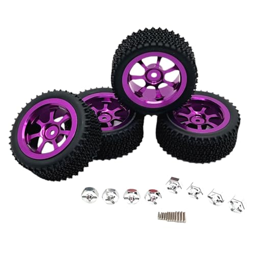 LOVIVER 4 Stück RC-Autoräder und -Reifen RC-Reifen und -Felgen Einfach zu installierende RC-Crawler-Autoreifen für Wltoys 1/14 RC Crawler Car DIY, Violett von LOVIVER