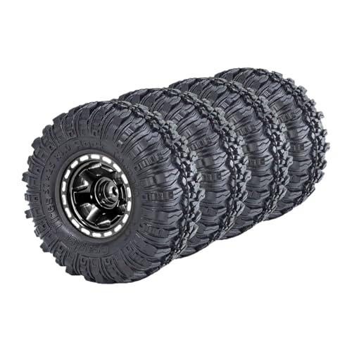 LOVIVER 4X 1,0 Zoll Radreifensatz Ersatzteil Einfach zu installierende robuste Ersatzteile Gummireifen für SCX24 FMS24 1:24 RC Crawler Car, Schwarz von LOVIVER