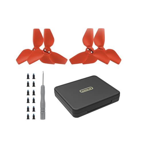 LOVIVER 4X Ersatzteile RC Quadcopter mit Schrauben Paddle Aufbewahrungskoffer Mini Box Propeller Blade Props Box Drone für Neo, Rot von LOVIVER