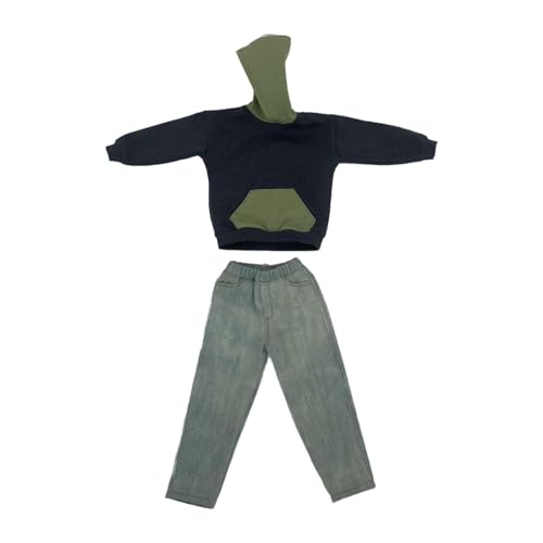 LOVIVER Actionfiguren im Maßstab 1:6, Kapuzenpullover, Kleidung, Jeans, Cosplay, stilvolle Kindergeschenke, Körperpuppen, Kostüm-Outfit für, Dunkelgrau von LOVIVER