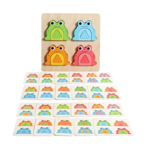 LOVIVER Cartoon-Frosch-Puzzles aus Holz, farblich passendes Spielzeug, Tier-Frosch-Puzzlebretter für Mädchen und Jungen, Partygeschenke, Reisespielzeug von LOVIVER