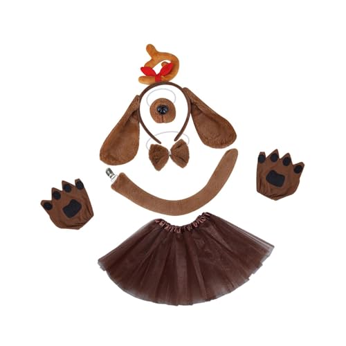 LOVIVER Hundekostüm Set Haarreif Party Dress up Rollenspiel Cartoon Cosplay Zubehör, Brauner Knochen von LOVIVER