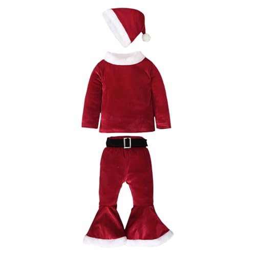 LOVIVER Kinder Weihnachtskostüm Kleidung Kinder Elf Kostüme für Party Bühnenauftritt, Rot, 110cm von LOVIVER