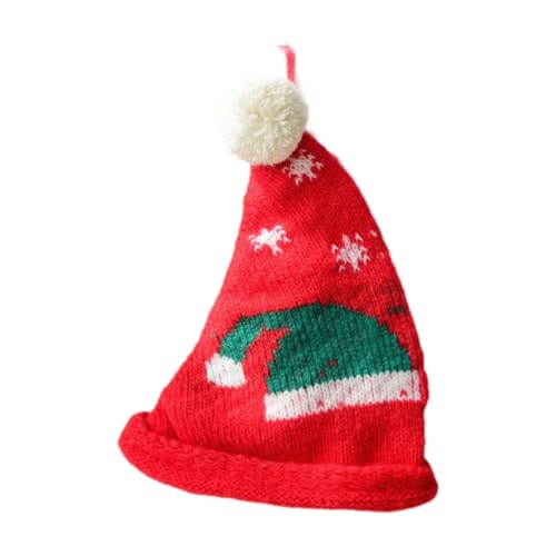 LOVIVER Mini-Weihnachtsmütze mit, gestrickte Strickmütze, Bequeme, stilvolle, neuartige, warme Mütze, Weihnachtsmannmütze für das Wohnzimmer, Rot Grün Hut von LOVIVER