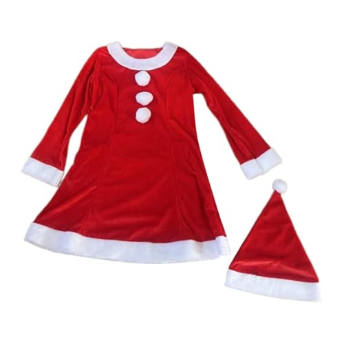 LOVIVER Modisches Weihnachtsmannkostüm für Damen, Kleid mit Mütze, für Festivals, Rollenspiele, Foto-Requisiten von LOVIVER