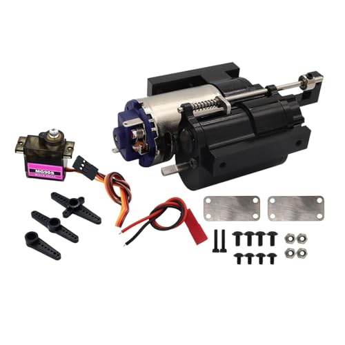 LOVIVER Motor im Maßstab 1/12, RC-Modellfahrzeugteile mit Servomotor, Metallgetriebe für C24, Gas, D90 91 96 98 99S, Zubehör, Schwarz von LOVIVER