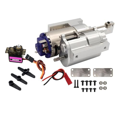 LOVIVER Motor im Maßstab 1/12, RC-Modellfahrzeugteile mit Servomotor, Metallgetriebe für C24, Gas, D90 91 96 98 99S, Zubehör, Silber von LOVIVER