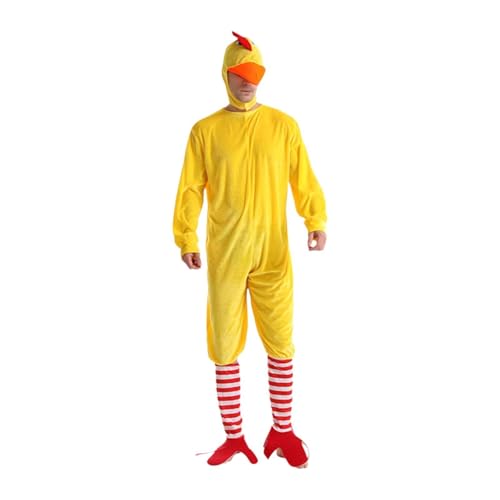 LOVIVER Party-Pyjama mit Hut, Hühner-Overall für Ostern, Halloween, Maskerade, Karneval, 122cmx67cmx58cm von LOVIVER