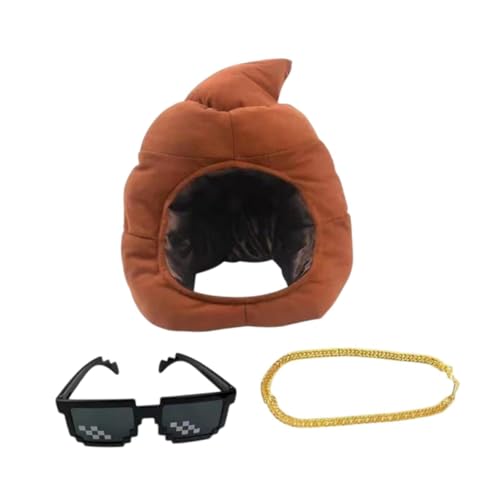 LOVIVER Poop -Form -Hut -Dekor lustige Cosplay Poop Hut für Urlaubsleistung Halloween, mit Brillenkette von LOVIVER