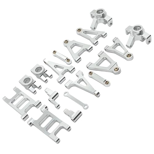 LOVIVER RC Vorder- und Hinterschwinge, Lenkschalen, Verbindungsstange, Metall-Ersatzteile, RC-Autoteile-Kits für 14302 Fahrzeug im Maßstab 1:14, Silber von LOVIVER