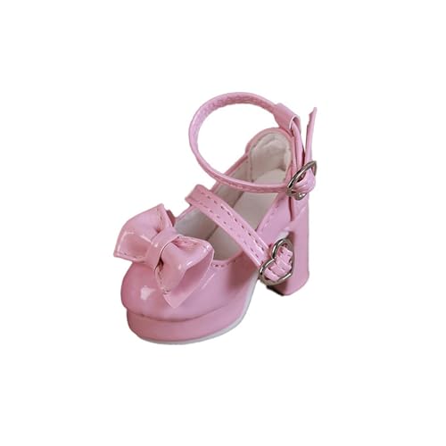 LOVIVER Schuhe für 1/4 weibliche Figur, Mini, Modepuppenzubehör mit Herzschnalle und süßer Schleife, High Heels für weibliche Actionfigur, Rosa von LOVIVER