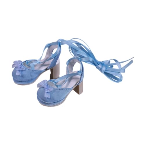 LOVIVER Schuhe für BJD-Puppen im Maßstab 1/4, Mini-Modepuppe, Ankleidezubehör für BJD-Puppen, kreative, realistische High Heel-Schuhe, Schnürschuhe, Blau von LOVIVER