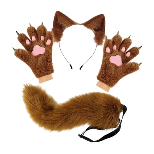 LOVIVER Tierohr-Stirnband, Schwanz-Handschuhe, Set, Partyzubehör, süße Handschuhe für Feiern, Braun LOVIVER Tierohr-Stirnband, Schwanz-Handschuhe, Set, Partyzubehör, süße Handschuhe für Feiern, Braun von LOVIVER