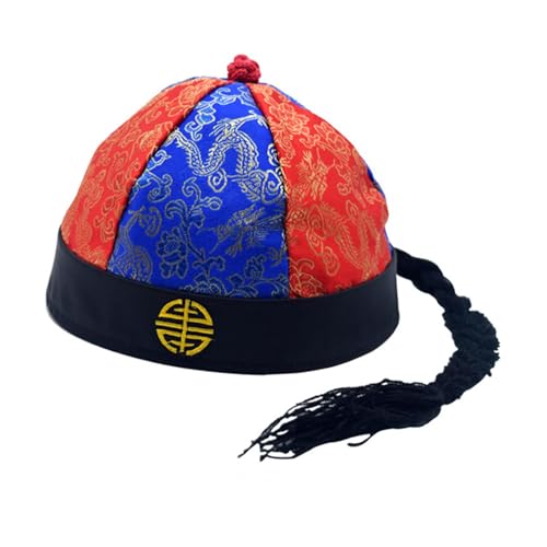 LOVIVER Vermieterhut, Kronprinzenhut, Satin-Kopfbedeckung, bequemer Kostümhut, chinesischer Kaiserhut, chinesischer orientalischer Hut für Fotografie, Rot Blau 58cm von LOVIVER