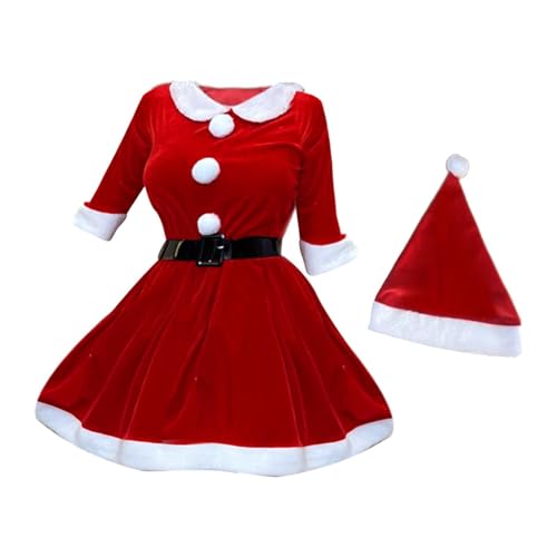 LOVIVER Weihnachtsmann-Kostümkleid für Damen, Weihnachtskleid für Bühnenauftritte, Rollenspiele von LOVIVER