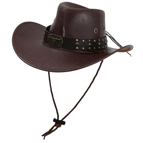 LOVIVER Western Cowboy Hut Frauen Mode Sunhat für Travel Street Wander Cosplay, Braun von LOVIVER