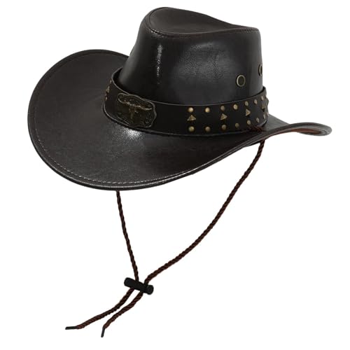 LOVIVER Western Cowboy Hut Frauen Mode Sunhat für Travel Street Wander Cosplay, Dunkelbraun von LOVIVER