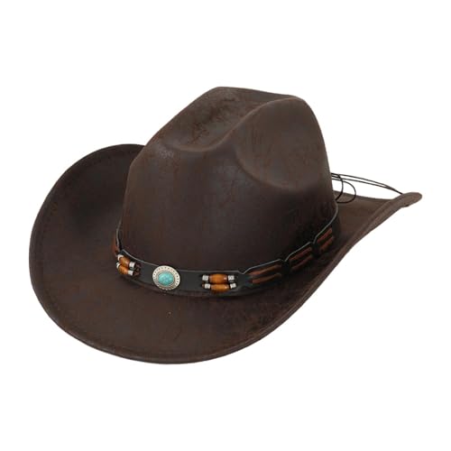 LOVIVER Western-Cowboyhut, Leichter Fedora-Hut für Karneval, Auftritte, Kostüme, Style C von LOVIVER