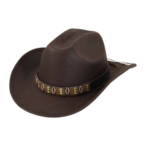 LOVIVER Western-Cowboyhut, leichter Fedora-Hut für Karneval, Auftritte, Kostüme, Style D von LOVIVER