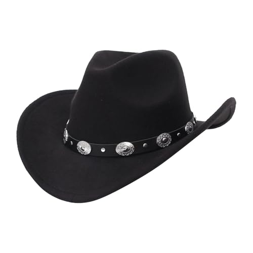 LOVIVER Western Cowboyhut Sonnenschutzhut Jazz Zylinder für Musik Festival Karneval, Style B Black von LOVIVER