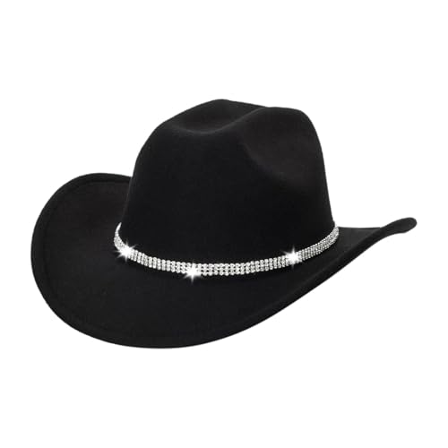 LOVIVER Western Cowboyhut Sonnenschutzhut Jazz Zylinder für Musik Festival Karneval, Style C Black von LOVIVER