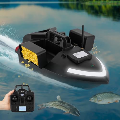 LOYEMAADE 2.4GHz Futterboot Fernbedienung Köderboot 500M GPS LED Nacht RC Futterboot Köderlieferboot Mit 12000mAh Lithium Akku von LOYEMAADE