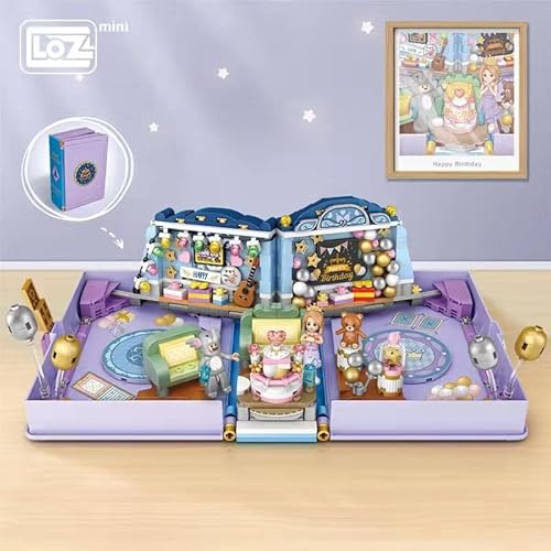 LOZ 1229 Building Blocks Educational Toy Creative DIY Foldable Storybook Birthday Foldable Book with Teddy Bear and Princess Creative Building Blocks Construction Toys von LOZ