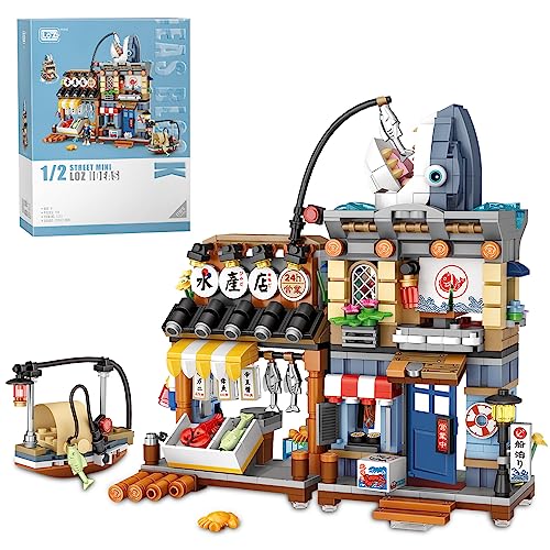 LOZ Mini Blocks 1231 Japanische Street View Aquatic Shop Bausteine, 790 PCS MOC Kreative DIY Mini Ziegel Haus Modell Set, Awesome Gebäude Spielzeug Geschenk für Kinder und Erwachsene von LOZ