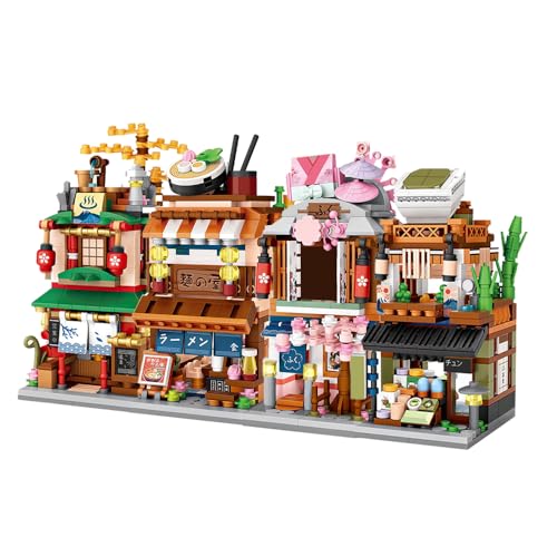 LOZ Mini Blocks 4 IN 1 Japanisches Street View Haus Klemmbausteine Bausteine Bausatz, 1608 Teile Modular Haus Modellbausatz, Geschenke Spielzeug für Kinder und Erwachsene von LOZ