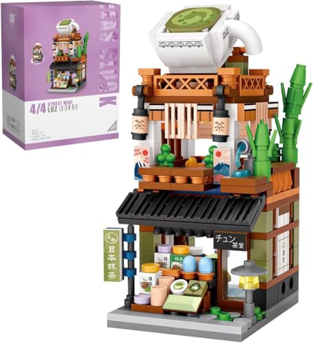 LOZ PeelNPlay Haus Mini-Baustein-Set Matcha Shop Klemmbausteinmodell 1656, Miniblocks Set von LOZ