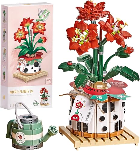 LOZ PeelNPlay Rote Blumen Topfpflanze Klemmbausteinmodell 1285, Miniblocks Set von LOZ