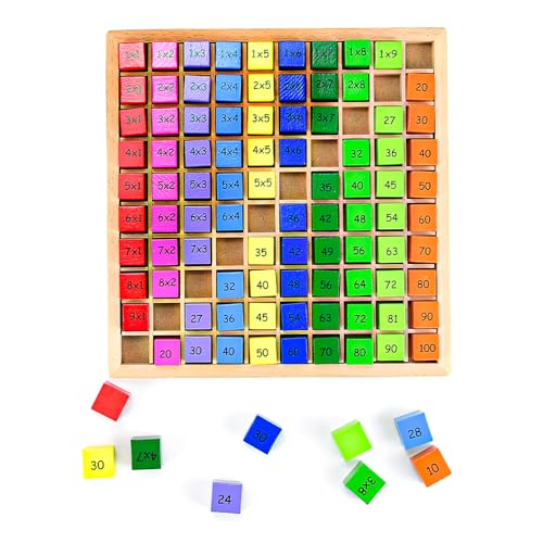 LPAMABA 1x1 Multiplikationsbrett Zahlen Lernen für Grundschüler Lernen Spiel Holz Mathematik Spielzeug Holzrechenbrett Multiplikationstafel Einmaleins Spiel Kinder Lernspielzeug Geschenk für Kinder von LPAMABA