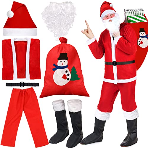 LPAOIS 7-teiliges Weihnachtsmann Nikolauskostüm Herren Set Kostüm für Nikolaus, Weihnachtsmannkostüm - Santa Costume - für Weihnachten Weihnachtsfeier Cosplay - Herren/Erwachsene von LPAOIS