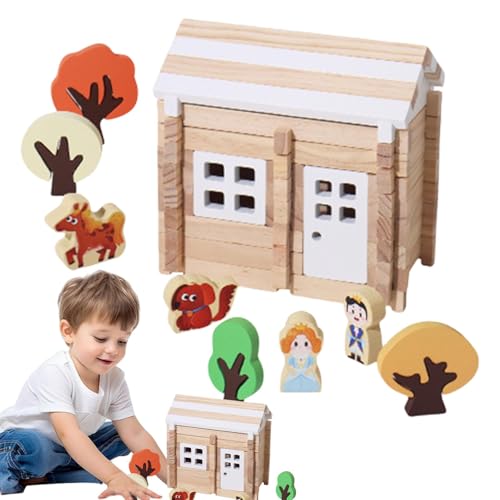 Holzklötze für Kinder, 3D-Holzpuzzle,Interaktives Holzpuzzle-Bauset | Holzbausatz, Hausbauspielzeug, Lern- und Bildungsspielzeug für Kinder von LPORF