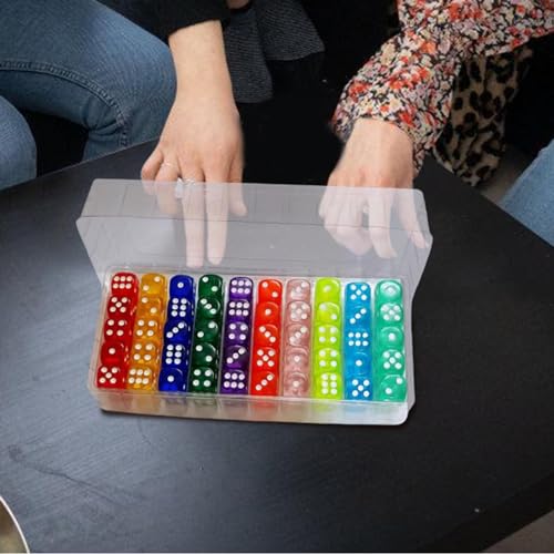 Kristall-Acryl-Würfel | 100 Stück Mehrfarbige Acrylwürfel Im Großpackungsset | Clear Point Design Spielwürfel Großset Für Barspiele | Partyspiele | Mehrfarbige Acrylwürfel Für Brettspiele Und Stapelsp von LPORF