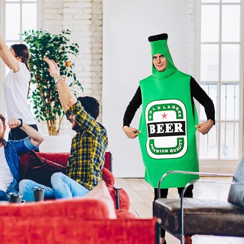 LPORF Lustiges Halloween-Getränk-Kostüm | Bierflaschen-Halloween-Kostüm - Rollenspiel-Oktoberfest-Outfit | Bierflaschen-Einteiler | Halloween-Kostüm | Cosplay-Kleidung von LPORF