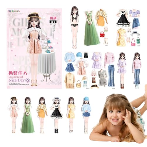 LPORF Puppen zum Anziehen, magnetisch, aus Papier, Prinzessin, tragbar, Prinzessin, magnetisch, Puppe aus Papier, leicht zu greifen, Geschenk für Mädchen von 4 bis 7 Jahren von LPORF