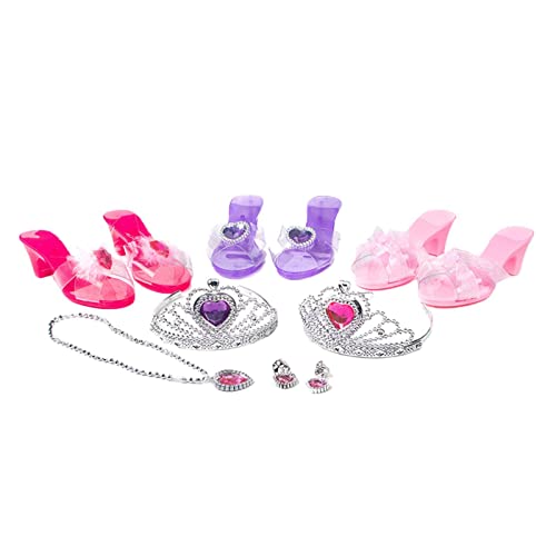 Prinzessinnenschuhe für alle kleinen Mädchen, Zubehör für Kronen, Halsketten, Armbänder, Ringe, machen Sie so als würden Sie modisch spielen Prinzessin Beauty Prinzessin Kleid Schuhe und Schmuck Cade von LPORF