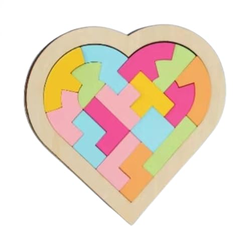 Puzzle aus Holz in Herzform, Puzzle in Herzform aus Holz – Puzzle in Herzform und Puzzle, Puzzles mit geometrischen Formen, geometrischer Puzzleblock von LPORF