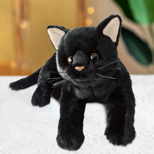 Schwarze Katze Stofftier | 12-Zoll-Plüschkätzchenspielzeug Für Mädchen | Jungen Und Kinder | Kinder Plüsch-Stofftier Für Party Dekoration Kuscheltier Weiches Plüschtier Hunde Und Katzenspielzeug von LPORF